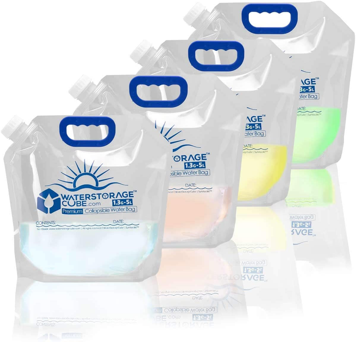 Premium Collapsible Water Container Bags 1.3 Gal (4-Pack)