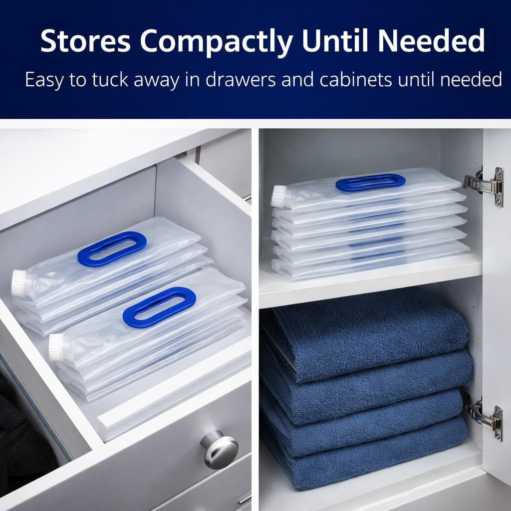 Premium Collapsible Water Container Bags 1.3 Gal (4-Pack)