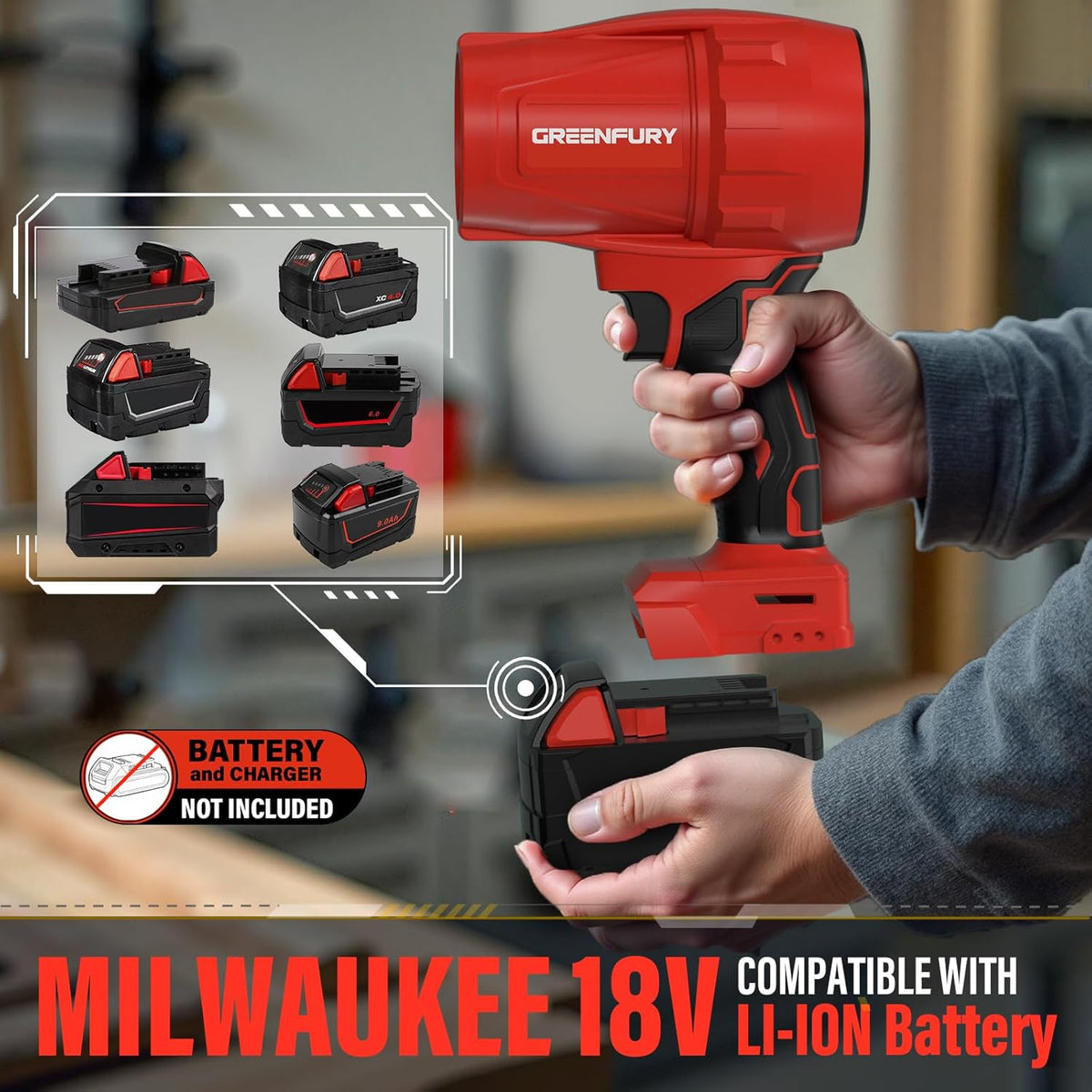 Cordless Leaf Blower Compatible with Milwaukee 18V Battery (Tool Only)