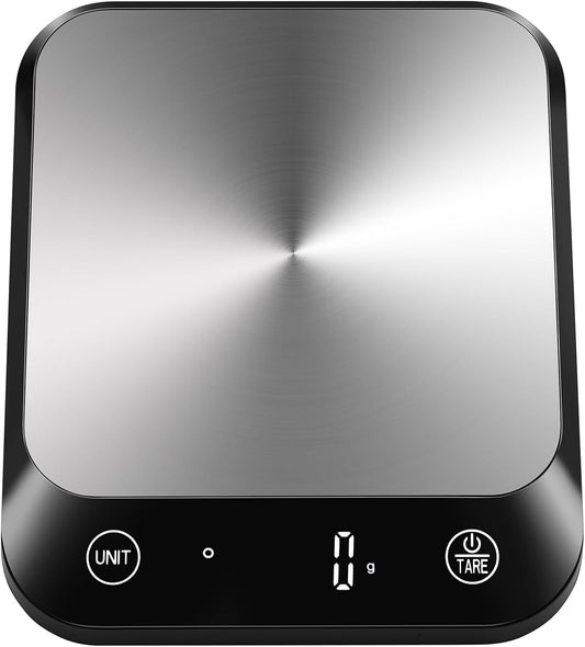 22Lb Digital Food Kitchen Scale, High Accuracy Assured by Weighing Professional Factory since 2001, Weight Loss, Baking and Cooking, LED Display, Batteries Included, Black