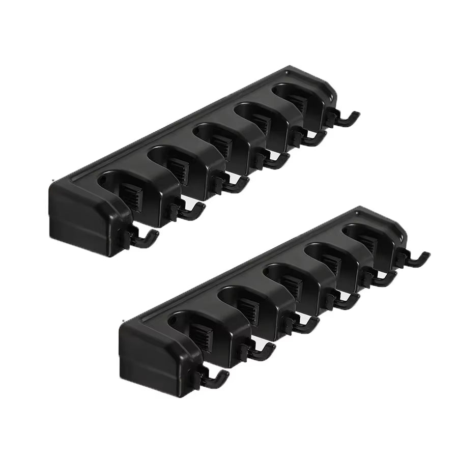 Mop and Broom Holder, Wall Mounted Garden Tool Organizer, Broom Hanger Tool Rack Storage for Kitchen, Laundr 5 Position 6 Hooks