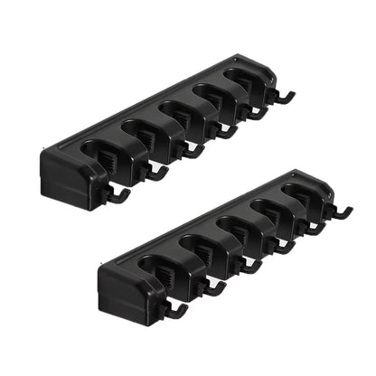Mop and Broom Holder, Wall Mounted Garden Tool Organizer, Broom Hanger Tool Rack Storage for Kitchen, Laundr 5 Position 6 Hooks
