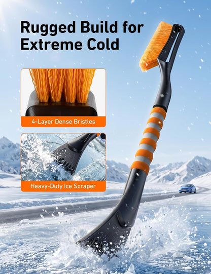 27" 2-In-1 Detachable Snow Brush & Ice Scrapers for Car Windshield