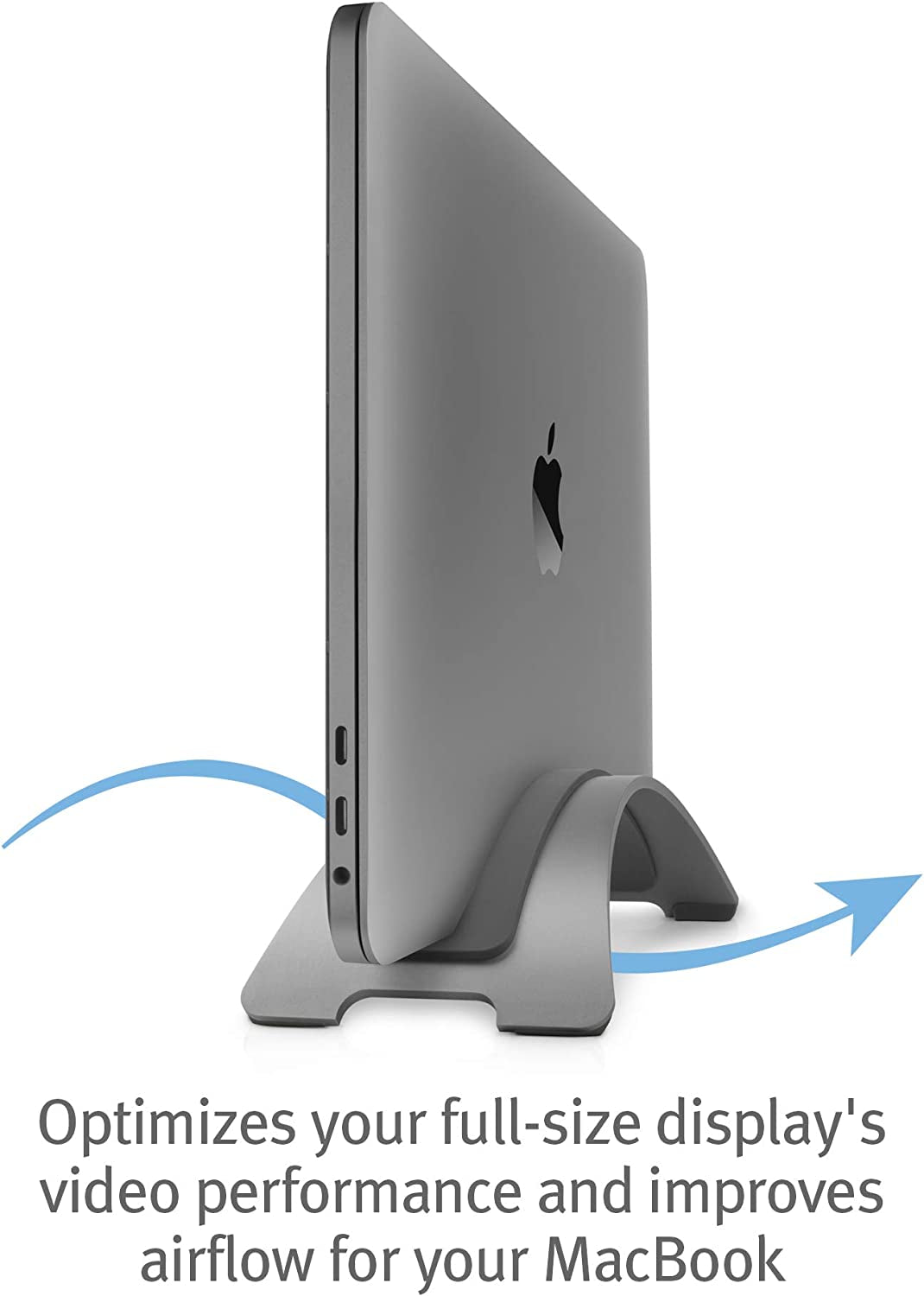Bookarc for Macbook, Space-Saving Vertical Desktop Stand, Grey