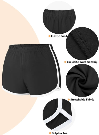 4 Pack Yoga Short Pants Cotton Sports Shorts Gym Dance Lounge Shorts Dolphin Running Athletic Shorts for Women