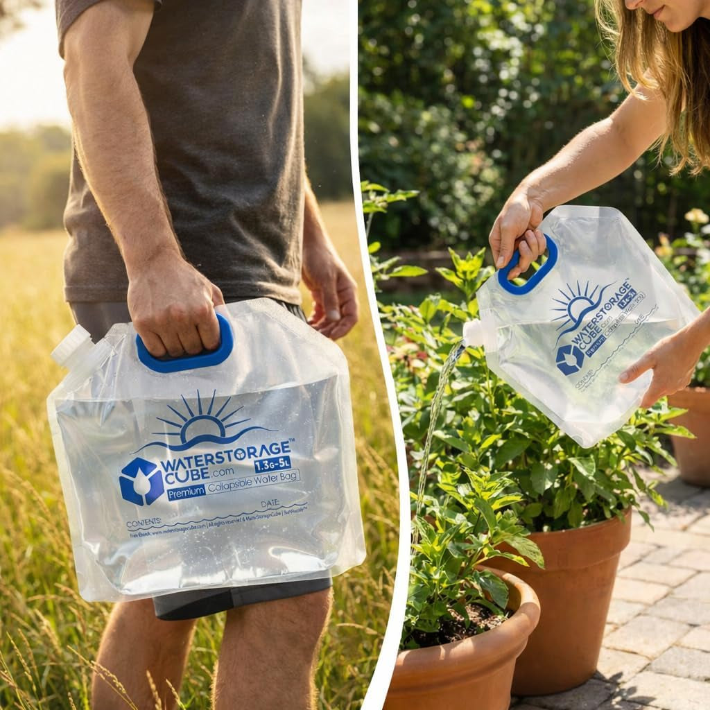 Premium Collapsible Water Container Bags 1.3 Gal (4-Pack)