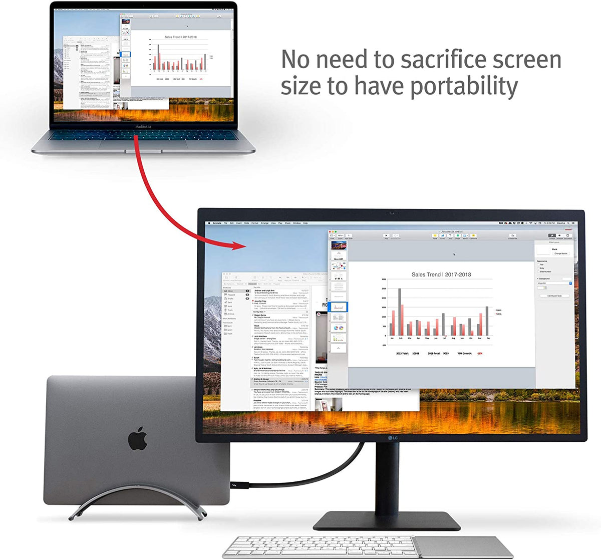 Bookarc for Macbook, Space-Saving Vertical Desktop Stand, Grey