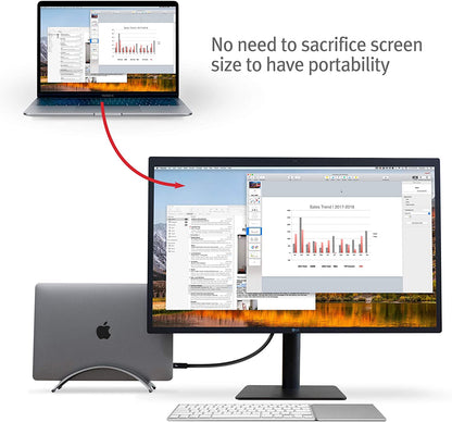 Bookarc for Macbook, Space-Saving Vertical Desktop Stand, Grey