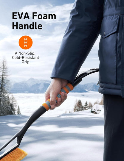 27" 2-In-1 Detachable Snow Brush & Ice Scrapers for Car Windshield